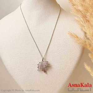 آویز ژوپینگ مینیمال دخترانه مدل برگ نگیندار ترند  رنگ نقره ای ترند کد GNB161835W