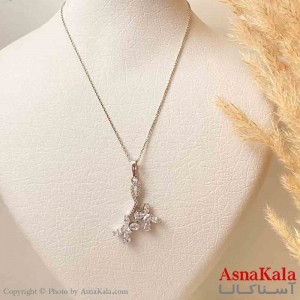 آویز ژوپینگ مینیمال دخترانه مدل دو پروانه نگیندار ترند  رنگ نقره ای ترند کد GNB161841W