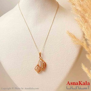 آویز ژوپینگ مینیمال دخترانه مدل دو اشک پر نگیندار ترند  رنگ طلایی کد GNB161844W