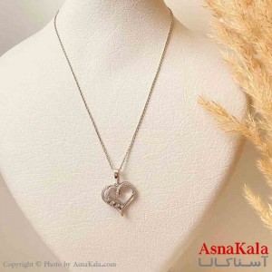 آویز ژوپینگ مینیمال دخترانه مدل دو قلب نگیندار ترند  رنگ نقره ای کد GNB161845W