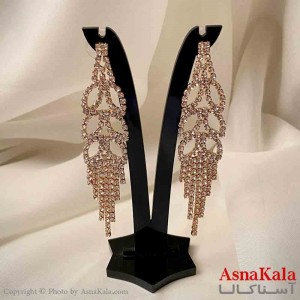 گوشواره دخترانه مدل آویز جواهری مدل گندمی رنگ طلایی کد GSH151952W
