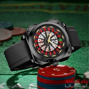 ساعت مردانه VAVAVOOM کازینو صفحه رینگی دورانی ۳۶۰درجه، ضدآب، موتور کوارتز کد WTCH11378W
