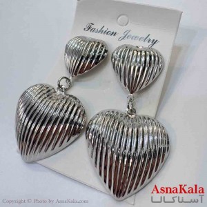 گوشواره استیل مدل فشن رنگ نقره ای کد GSH151987W