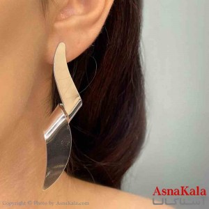 گوشواره فشن طرح حلقه آینه ای رنگ نقره ای کد GSH151993W