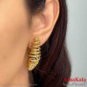 گوشواره فشن طرح حلقه آینه ای رنگ طلایی کد GSH151996W