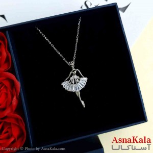 گردنبند دختر رقصنده نقره ای دخترانه استیل با طول 45 سانتی متر کد GNB161946W