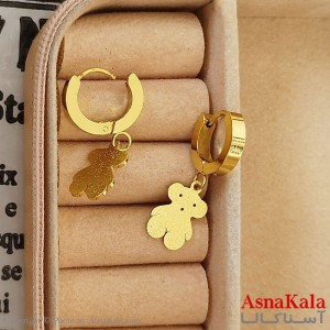 گوشواره آویز استیل زنانه مدل خرسی شاینی رنگ طلایی کد GSH152167W