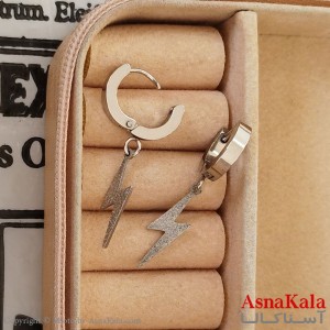 گوشواره  آویز استیل زنانه مدل رعدو برق  رنگ نقره ای کد GSH1521680W