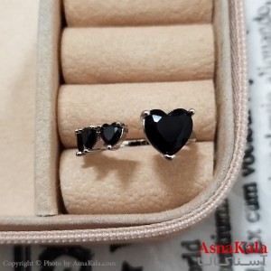 انگشتر زنانه استیل نگیندار فری سایز رنگ نقره ای کد ANG191245W