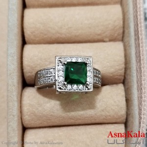 انگشتر زنانه استیل نگیندار فری سایز رنگ نقره ای کد ANG191279W