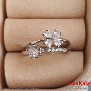 انگشتر زنانه نگیندار فری سایز رنگ نقره ای کد ANG191352W