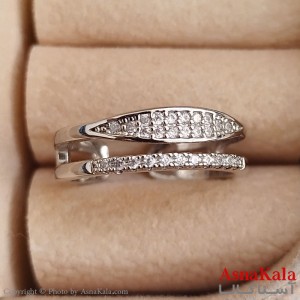 انگشتر زنانه نگیندار فری سایز رنگ نقره ای کد ANG191353W