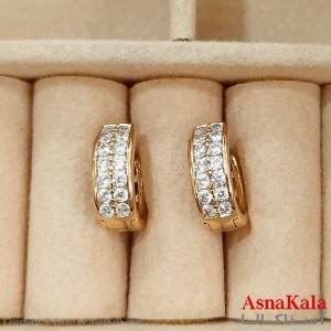گوشواره حلقه ای زنانه ژوپینگ طلایی نگیندار کد GSH1521685W