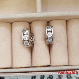 گوشواره حلقه ای زنانه ژوپینگ نقره ای نگیندار کد GSH1521725W