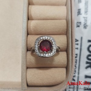 انگشتر زنانه نگیندار فری سایز رنگ نقره ای کد ANG191420W