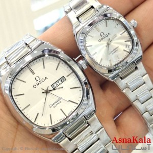ساعت مچی ست دونفره مردانه و زنانه امگا دو تقویم رنگ ثابت وضدآب کد WTCH11481W