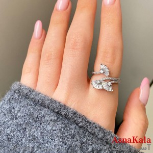 انگشتر زنانه جواهری فری سایز رنگ نقره ای کد ANG191532W