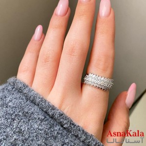 انگشتر زنانه جواهری فری سایز رنگ نقره ای کد ANG191533W
