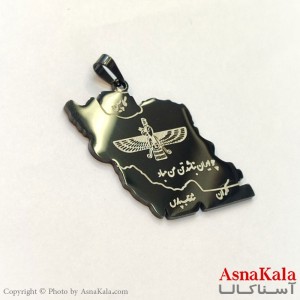 آویز استیل زنانه و مردانه ایران با نماد فروهر رنگ ثابت مشکی کد GNB162677W