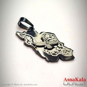 آویز استیل زنانه و مردانه ایران با نماد فروهر رنگ ثابت مشکی کد GNB162682W