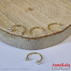 پیرسینگ استیل زنانه گوشواره مدل نعلی نگیندار بزرگ کد PR2312W