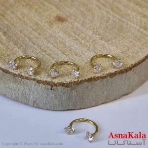 پیرسینگ استیل زنانه گوشواره مدل نعلی نگیندار متوسط کد PR2313W