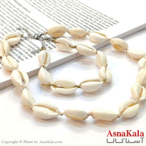 نیم ست زنانه شامل گردنبند و دستبند استیل مدل صدف کد NIM141275W