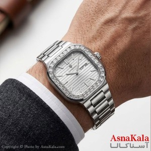 ساعت مردانه استیل لونگبو موتور کوارتز، صفحه یونانی، دارای  دور صفحه نگین کد WTCH111645W