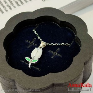 گردنبند زنانه استیل مدل گل کد GNB162765W -آسناکالا