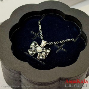 گردنبند زنانه استیل مدل  پاپیون کد GNB162770W -آسناکالا