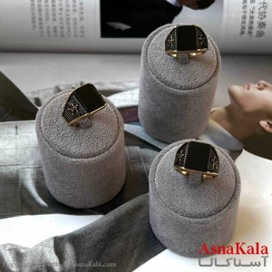انگشتر طلاروس مردانه مدل نگین مشکی مستطیل فروهر Talarus Ring Men کد ANG1994W