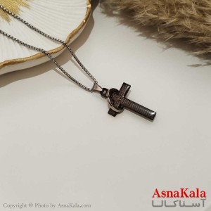 گردنبند صلیب اسپرت استیل مشکی کد GNB16259W