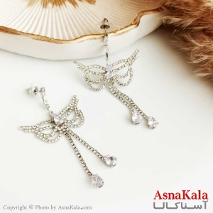 گوشواره جواهری زنانه استیل مدل بال کد GSH15280W