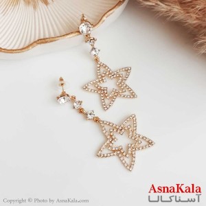 گوشواره جواهری زنانه استیل 316 مدل ستاره نگین دار میخ نقره کد GSH15355W