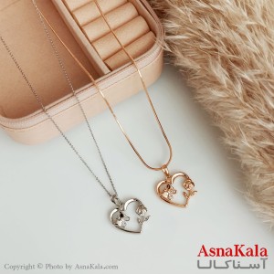 گردنبند ژوپینگ اصل زنانه مدل قلب و گل و پروانه کد GNB16527W