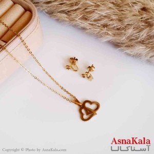 نیمست استیل دخترانه طرح قلب رنگ طلایی کد NIM14389W