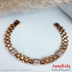 بدلیجات دستبند ژوپینگ اورجینال طلایی زنانه رولکس نگیندار با قفل مگنتی کد DSB18349W