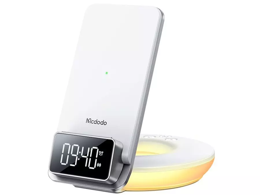 شارژر بی‌سیم و چراغ‌خواب رومیزی 15 وات مک‌دودو mcdodo CH-1610 with Alarm & Night Lamp