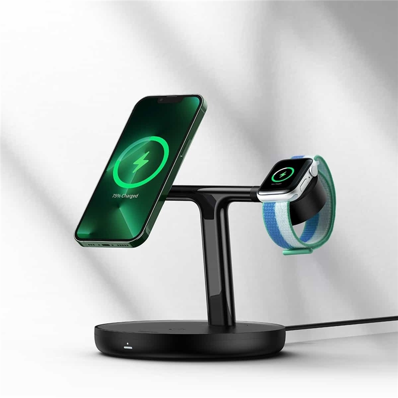 شارژر بی‌سیم مگنتی و پایه نگهدارنده موبایل 3 در 1 بیسوس Baseus Wireless Charger Holder Swan 20W WXTE000101
