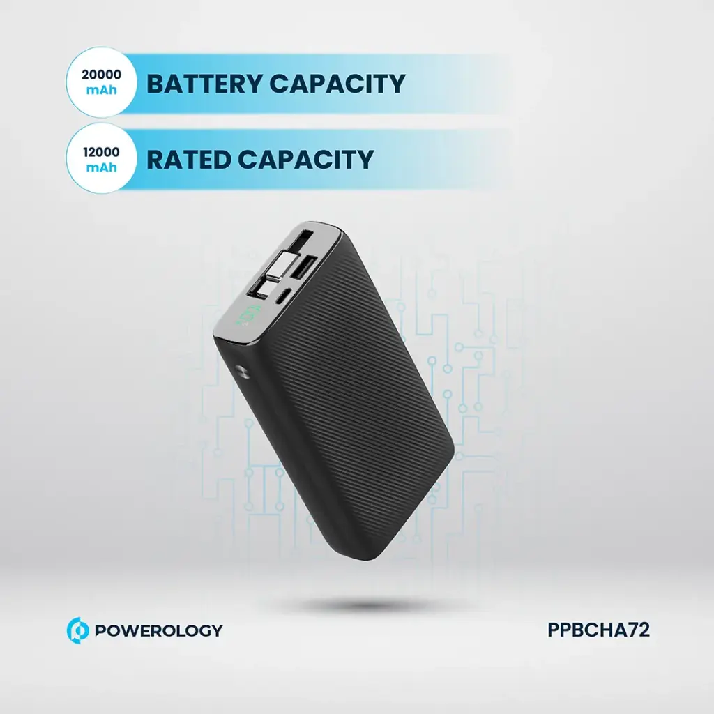 پاوربانک 35 وات 20000 با کابل تایپ سی جمع شونده پاورولوژی Powerology Power Bank PPBCHA72
