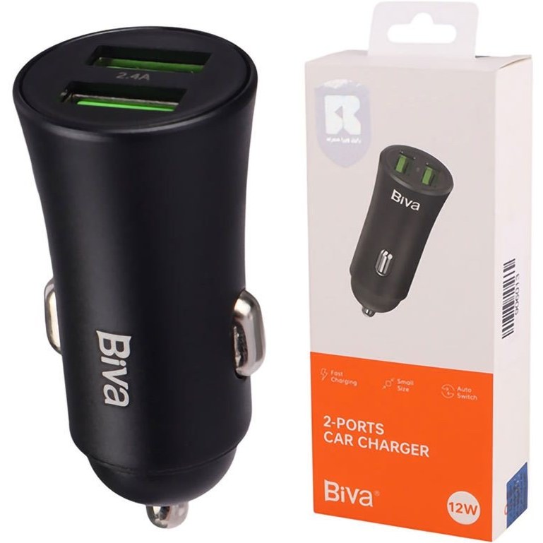 شارژر فندکی بیوا Biva CC-22 2-Ports Car Charger توان 12 وات