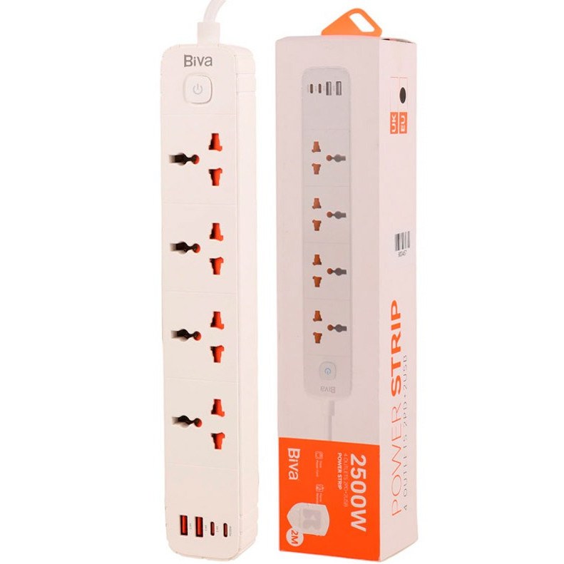 چند راهی برق و شارژر بیوا Biva PS-05 Power Strip دارای 4 پورت
