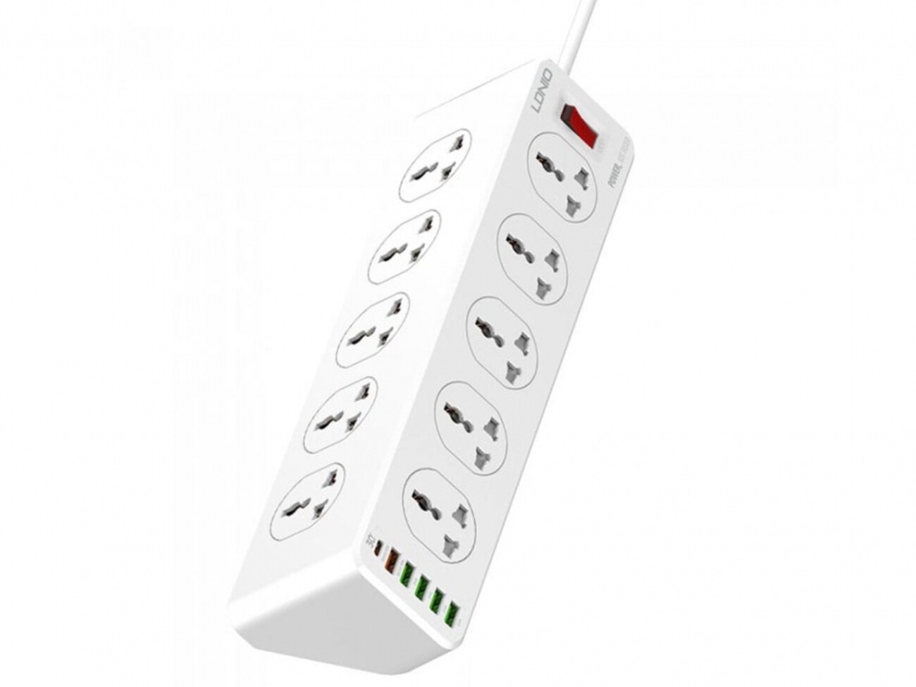 چندراهی برق 10 سوکت، 5 یواس‌بی و 1 تایپ‌‎سی الدنیو SC10610