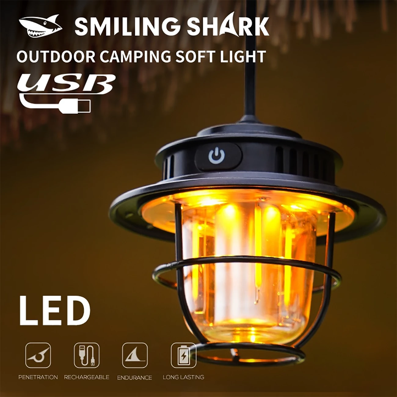 چراغ شارژی و لامپ کمپینگ ضدآب اسمایلینگ شارک SmilingShark LY8267