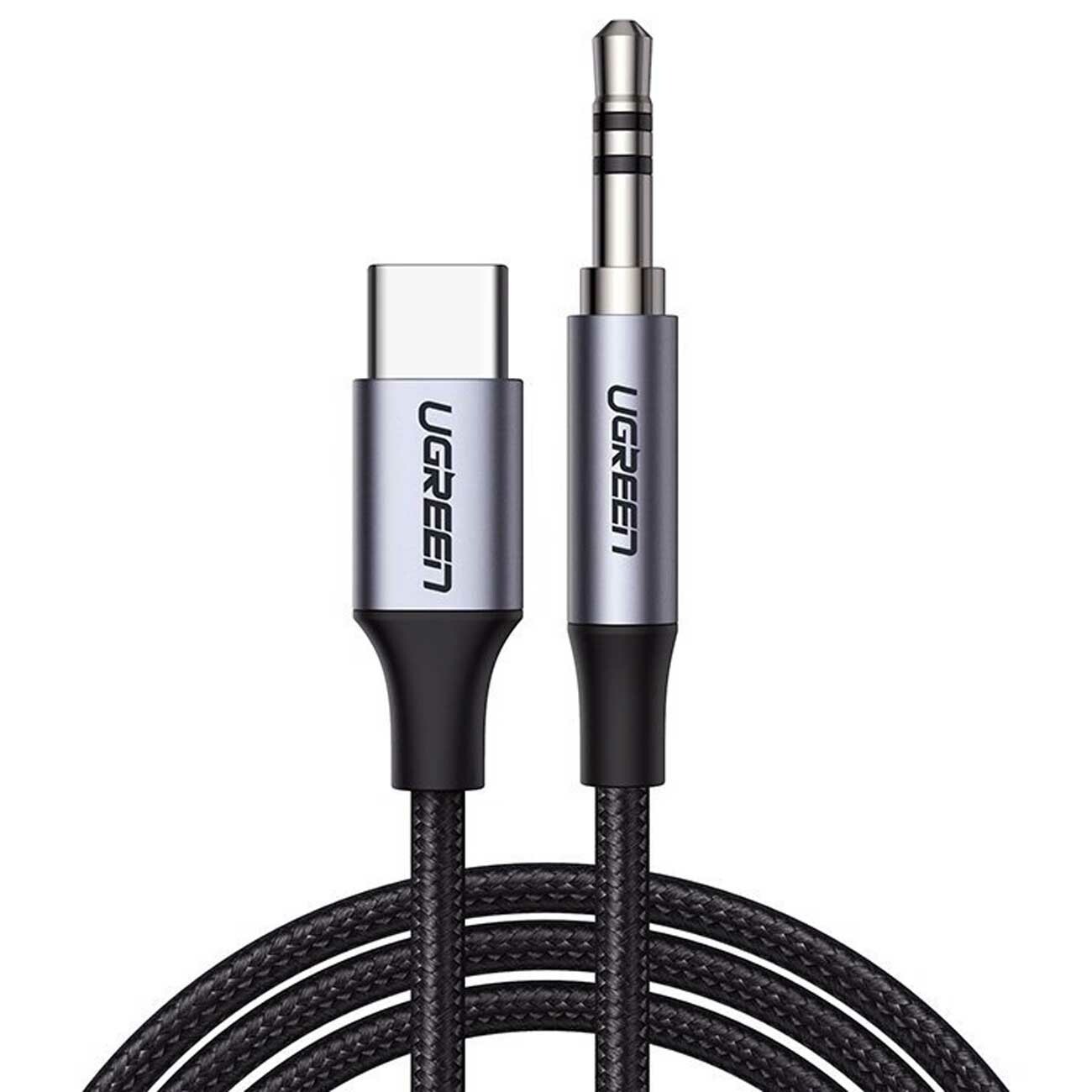 کابل تبدیل تایپ‌سی به جک 3.5 میلی‌متری یک متری یوگرین ugreen CM450 20192 با تراشه DAC حرفه‌ای