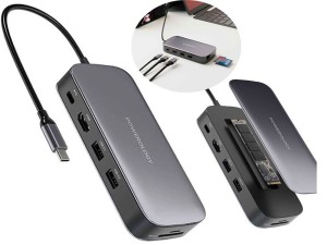 هاب تایپ سی 5 پورت و هارد اکسترنال اس‌اس‌دی 512 گیگابایت پاورولوژی PWSDHB512