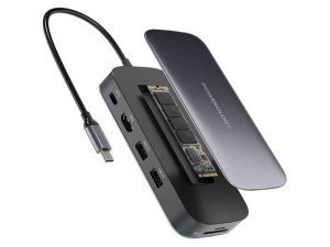 هاب تایپ سی 5 پورت و هارد اکسترنال اس‌اس‌دی 512 گیگابایت پاورولوژی PWSDHB512