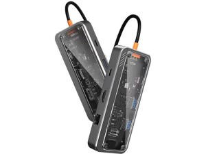 هاب تایپ سی 8 پورت شفاف کوتتسی coteetci 8 IN 1 MULTIFUNCTIONAL DOCKING STATION 16016