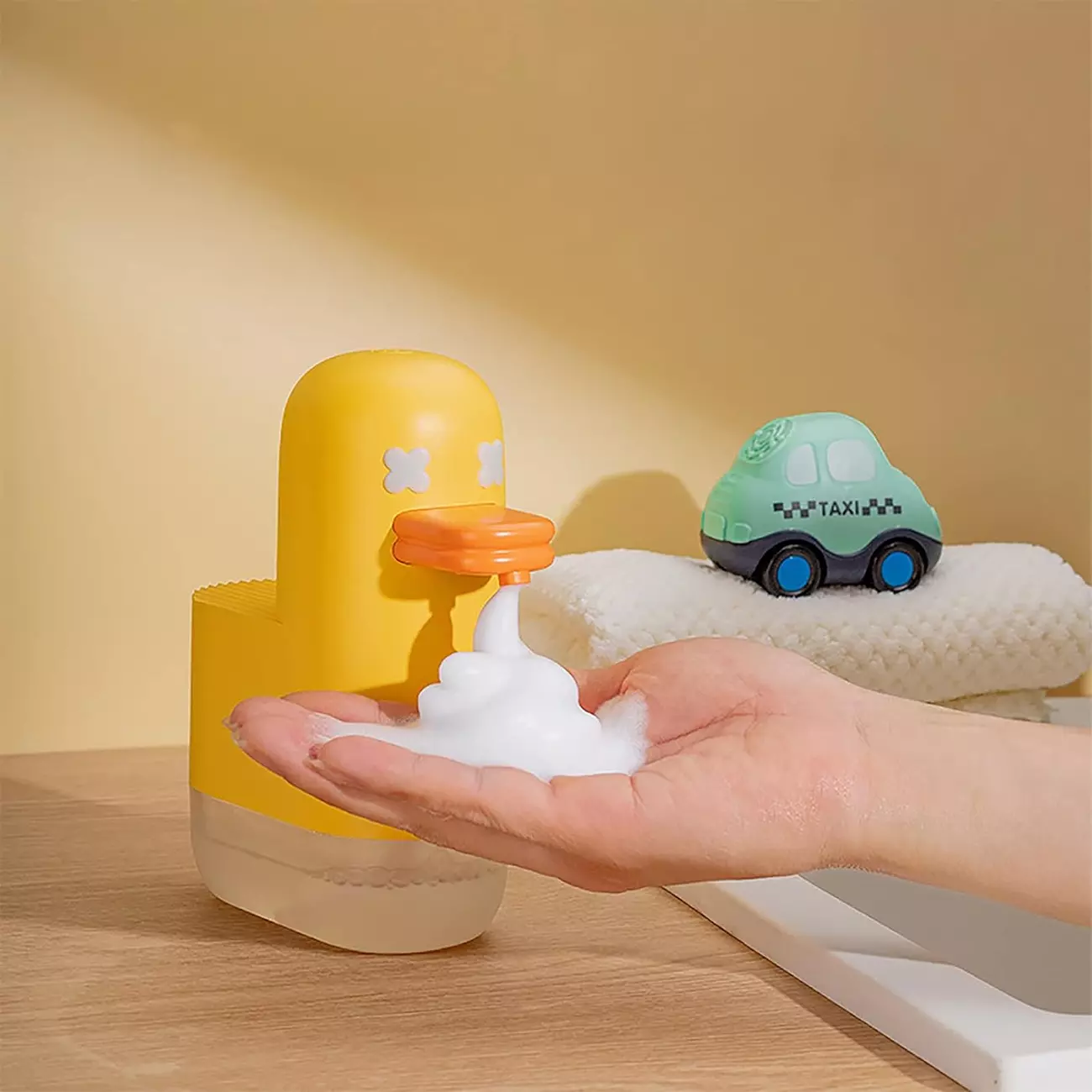 دستگاه فوم ساز مایع دستشویی شارژی اتوماتیک فانتزی اردک ناز USB Rechargeable Foam Soap Dispenser Automatic OE-01