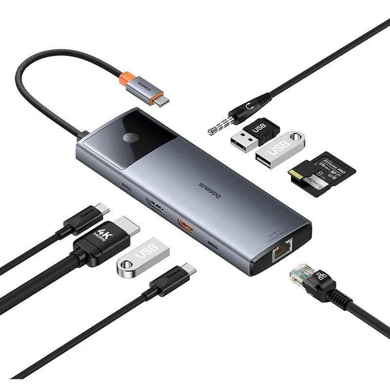 هاب 10 پورت Type-C به USB3.2 ،Type-C ،و HDMI ,SD,TF-RJ45-AUX  بیسوس مدل BASEUS B00061800813
